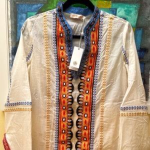 Tory Burch Adriana embroidered long sleeve shirt